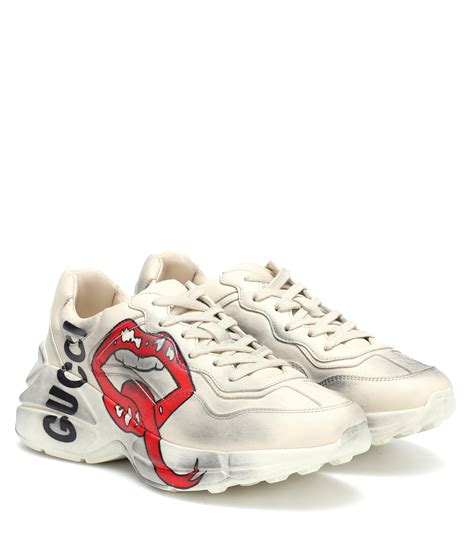 gucci leather chunky bottom sneakers|Gucci rhyton sneakers 25.